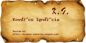 Kovács Ignácia névjegykártya